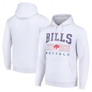 Men's Buffalo Bills White Throwback Logo Pullover Hoodie