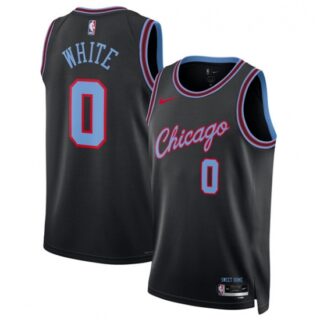 Men's Chicago Bulls #0 Coby White Black 2025-26 City Edition Swingman Stitched Basketball Jersey