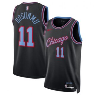 Men's Chicago Bulls #11 Ayo Dosunmu Black 2025-26 City Edition Swingman Stitched Basketball Jersey