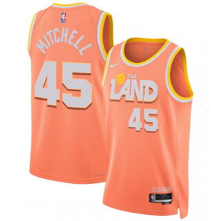 Men's Cleveland Cavaliers #45 Donovan Mitchell Orange 2025-26 City Edition Swingman Stitched Jersey