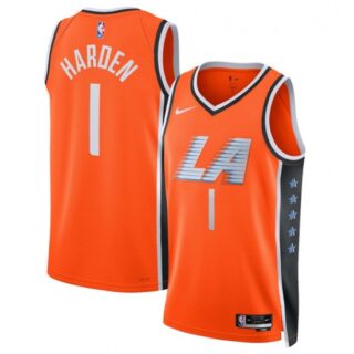 Men's Los Angeles Clippers #1 James Harden Orange 2025-26 City Edition Swingman Stitched Jersey