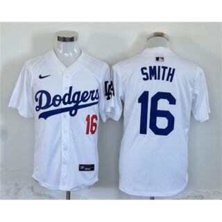 Men's Los Angeles Dodgers #16 Will Smith White Home Limited Stitched Baseball Jersey