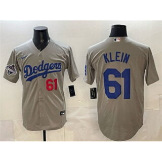 Men's Los Angeles Dodgers #61 Will Klein Gray 2025 World Series Champions Cool Base Limited Stitched Baseball Jersey