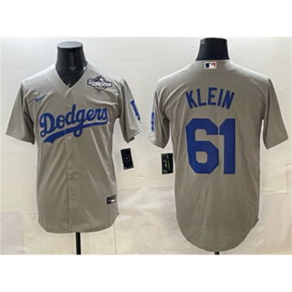Men's Los Angeles Dodgers #61 Will Klein Gray 2025 World Series Cool Base Stitched Baseball Jersey