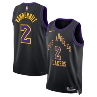 Men's Los Angeles Lakers #2 Jarred Vanderbilt Black 2025-26 City Edition Stitched Basketball Jersey