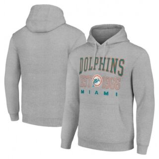 Men's Miami Dolphins Gray Throwback Logo Pullover Hoodie