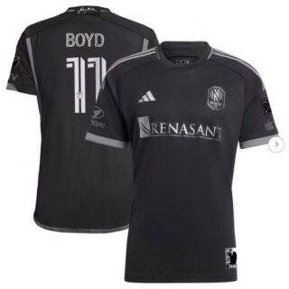 Men's Nashville SC Tyler Boyd adidas Black 2024 Man In Black Kit Authentic Player Jersey