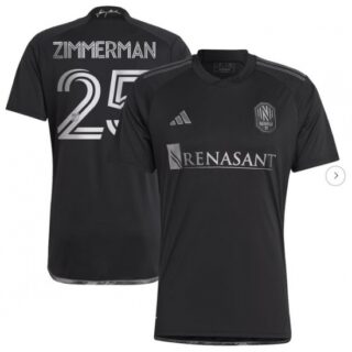 Men's Nashville SC Walker Zimmerman adidas Black 2023 Man In Black Kit Replica Player Jersey
