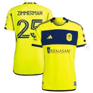 Men's Nashville SC Walker Zimmerman adidas Yellow 2024 The 615 Kit Authentic Player Jersey