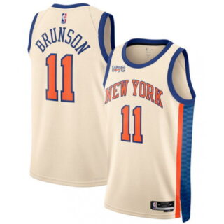 Men's New Yok Knicks #11 Jalen Brunson Cream 2025-26 City Edition Swingman Stitched Basketball Jersey