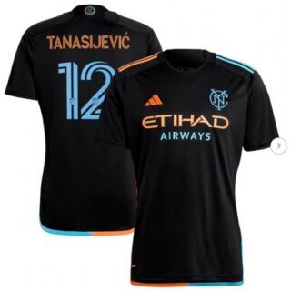 Men's New York City FC Strahinja Tanasijevic Black 2024 24 7 Kit Replica Player Jersey