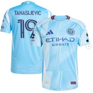 Men's New York City FC Strahinja Tanasijevic adidas Light Blue 2025 The Excelsior Kit Authentic Player Jersey