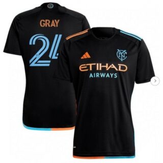 Men's New York City FC Tayvon Gray Black 2024 24 7 Kit Replica Player Jersey