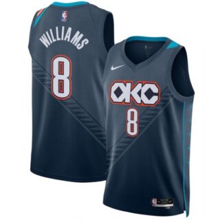 Men's Oklahoma City Thunder #8 Jalen Williams Navy 2025-26 City Edition Swingman Stitched Basketball Jersey