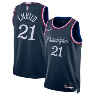 Men's Philadelphia 76ers #21 Joel Embiid Navy 2025-26 City Edition Swingman Stitched Jersey