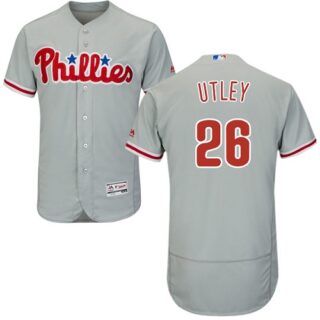 Men's Philadelphia Phillies #26 Chase Utley Grey Flexbase Authentic Collection Stitched Jersey