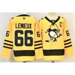 Men's Pittsburgh Penguins #66 Mario Lemieux Gold 2025-26 With C Alternate Stitched Hockey Jersey