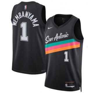 Men's San Antonio Spurs #1 Victor Wembanyama Black 2025-26 City Edition Swingman Stitched Basketball Jersey