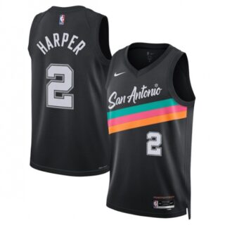 Men's San Antonio Spurs #2 Dylan Harper Black 2025-26 City Edition Swingman Stitched Basketball Jersey