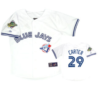 Men's Toronto Blue Jays #29 Joe Carter 1993 Cooperstown World Series Home Jersey