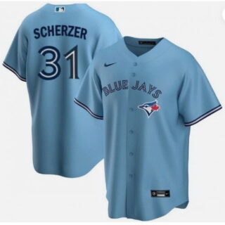 Men's Toronto Blue Jays #31 Max Scherzer Light Blue Cool Base Stitched Baseball Jersey