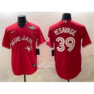 Men's Toronto Blue Jays #39 Trey Yesavage Red 2025 World Series Cool Base Stitched Baseball Jersey