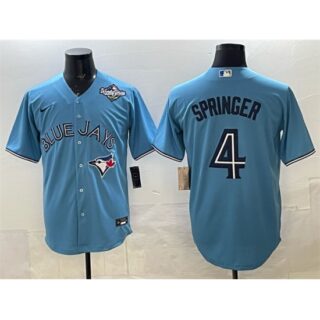 Men's Toronto Blue Jays #4 George Springer Blue 2025 World Series Cool Base Stitched Baseball Jersey