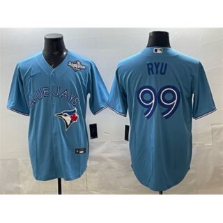 Men's Toronto Blue Jays #99 Hyun-jin Ryu Blue 2025 World Series Cool Base Stitched Baseball Jersey
