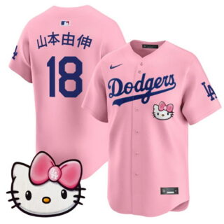 Women's Los Angeles Dodgers #18 Yoshinobu Yamamoto Pink 2025 Hello Kitty Vapor Limited Stitched Baseball Jersey(Run Small)