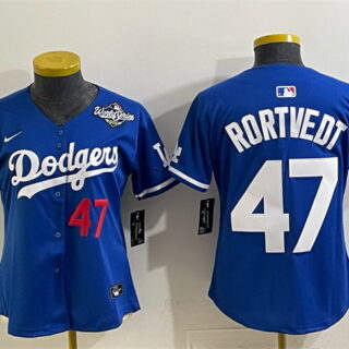 Women's Los Angeles Dodgers #47 Ben Rortvedt Royal 2025 World Series Limited Stitched Baseball Jersey(Run Small)