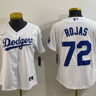 Women's Los Angeles Dodgers #72 Miguel Rojas White 2025 World Series Champions Home Cool Base Stitched Baseball Jersey(Run Small)