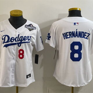 Women's Los Angeles Dodgers #8 Enrique Hernandez White 2025 World Series Home Limited Stitched Baseball Jersey(Run Small)