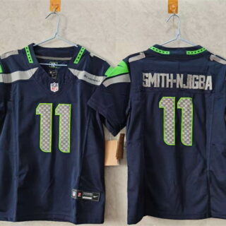Women's Seattle Seahawks #11 Jaxon Smith-Njigba Navy 2025 Vapor Limited Stitched Football Jersey(Run Small)