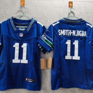 Women's Seattle Seahawks #11 Jaxon Smith-Njigba Royal 2024 F.U.S.E Throwback Vapor Limited Stitched Football Jersey(Run Small)
