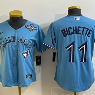 Women's Toronto Blue Jays #11 Bo Bichette Blue 2025 World Series Cool Base Stitched Baseball Jersey(Run Small)