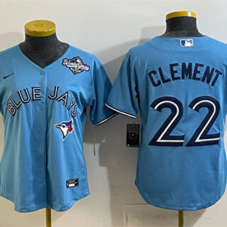 Women's Toronto Blue Jays #22 Ernie Clement Blue 2025 World Series Cool Base Stitched Baseball Jersey(Run Small)