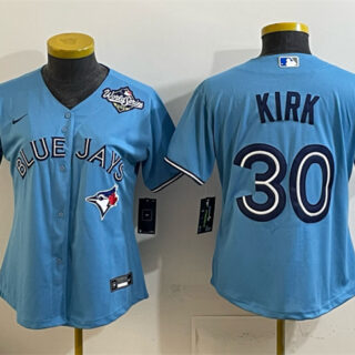 Women's Toronto Blue Jays #30 Alejandro Kirk Blue 2025 World Series Cool Base Stitched Baseball Jersey(Run Small)