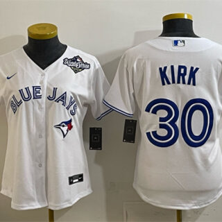 Women's Toronto Blue Jays #30 Alejandro Kirk White 2025 World Series Home Cool Base Stitched Baseball Jersey(Run Small)
