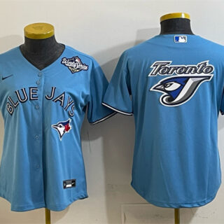 Women's Toronto Blue Jays Team Big Logo Blue 2025 World Series Cool Base Stitched Baseball Jersey(Run Small)