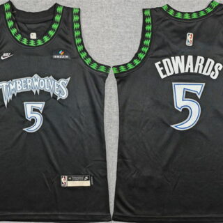 Youth Minnesota Timberwolves #5 Anthony Edwards Black 2025-26 Classic Edition Stitched Jersey