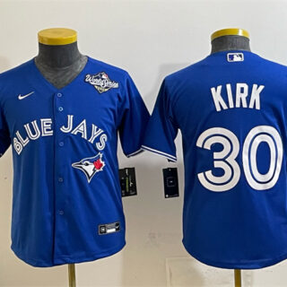 Youth Toronto Blue Jays #30 Alejandro Kirk Royal 2025 World Series Cool Base Stitched Baseball Jersey
