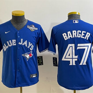 Youth Toronto Blue Jays #47 Addison Barger Royal 2025 World Series Cool Base Stitched Baseball Jersey