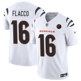 Men's Cincinnati Bengals #16 Joe Flacco White 2023 F.U.S.E. With John Madden Patch Vapor Limited Stitched Football Jersey