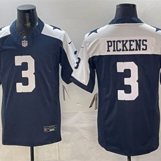 Men's Dallas Cowboys #3 George pickens Navy F.U.S.E. Thanksgiving Vapor Limited Stitched Football Jersey