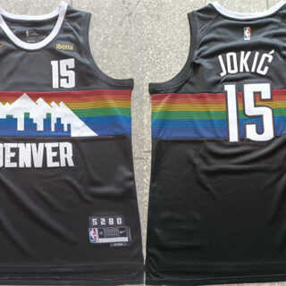 Men's Denver Nuggets #15 Nikola Jokic Black Stitched Basketball Jersey
