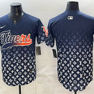Men's Detroit Tigers Blank Navy With Patch Vapor Premier Limited Stitched Baseball Jersey