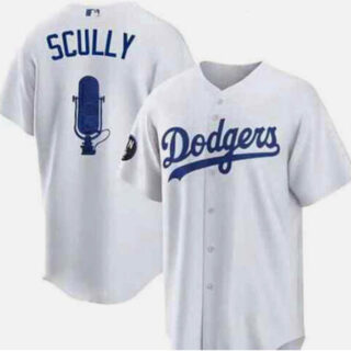 Men's Los Angeles Dodgers Vin Scully White Stitched Baseball Jersey