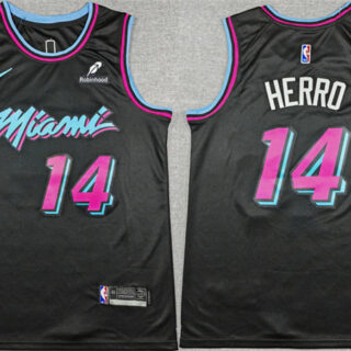 Men's Miami Heat #14 Tyler Herro Black 2025-26 City Edition Stitched Basketball Jersey
