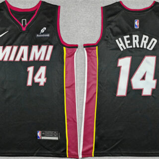 Men's Miami Heat #14 Tyler Herro Black Icon Edition Stitched Basketball Jersey