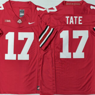 Men's Ohio State Buckeyes #17 Carnell Tate Red 2025 F.U.S.E. Limited Stitched Jersey